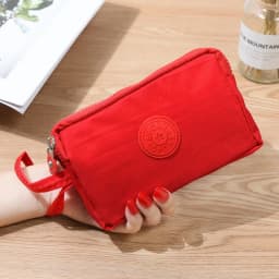 Women's Fabric Clutch Long Wallet 3-Layer Zipper Large Capacity For Phone Key Card Holder