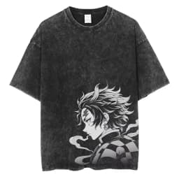 Anime Demon Slayer Graphic T Shirt Men's Clothing Women Washed Short Sleeve Tee Print Streetwear Casual Tops 2026 Summer Fashion