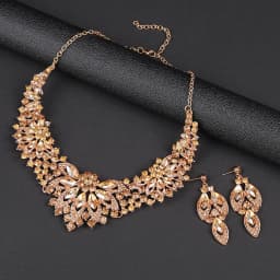 Vintage Rhinestone Choker Necklace Earrings Set Bridal Women Geometric Crystal Necklaces Wedding Party Costume Jewelry Set