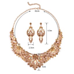 Vintage Rhinestone Choker Necklace Earrings Set Bridal Women Geometric Crystal Necklaces Wedding Party Costume Jewelry Set