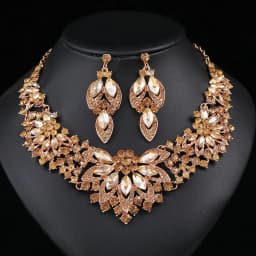 Vintage Rhinestone Choker Necklace Earrings Set Bridal Women Geometric Crystal Necklaces Wedding Party Costume Jewelry Set