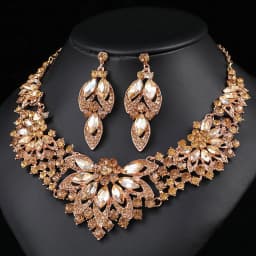 Vintage Rhinestone Choker Necklace Earrings Set Bridal Women Geometric Crystal Necklaces Wedding Party Costume Jewelry Set