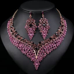 Vintage Rhinestone Choker Necklace Earrings Set Bridal Women Geometric Crystal Necklaces Wedding Party Costume Jewelry Set