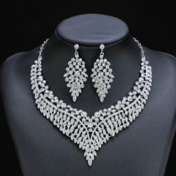 Vintage Rhinestone Choker Necklace Earrings Set Bridal Women Geometric Crystal Necklaces Wedding Party Costume Jewelry Set