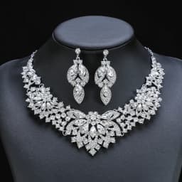 Vintage Rhinestone Choker Necklace Earrings Set Bridal Women Geometric Crystal Necklaces Wedding Party Costume Jewelry Set