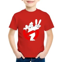 Summer Cartoon Children 100% Cotton T-shirt Fun Ghostbusters Games Print Short Sleeve Kids Tee Cute Baby Tops for Boys And Girls