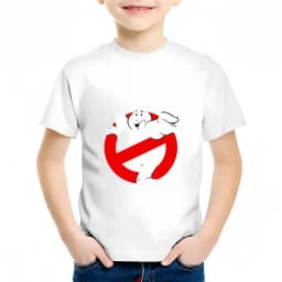 Summer Cartoon Children 100% Cotton T-shirt Fun Ghostbusters Games Print Short Sleeve Kids Tee Cute Baby Tops for Boys And Girls