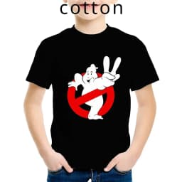 Summer Cartoon Children 100% Cotton T-shirt Fun Ghostbusters Games Print Short Sleeve Kids Tee Cute Baby Tops for Boys And Girls