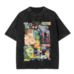 Washed Vintage Pop Rock Band Tame Impala Currents Graphic Print T Shirt Men's Women Casual Cotton Oversized Short Sleeve T-shirt