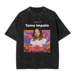 Washed Vintage Pop Rock Band Tame Impala Currents Graphic Print T Shirt Men's Women Casual Cotton Oversized Short Sleeve T-shirt