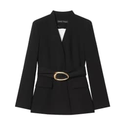 Spring and summer women's long sleeved gold buckle waistband suit jacket pleated pants set