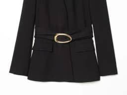 Spring and summer women's long sleeved gold buckle waistband suit jacket pleated pants set