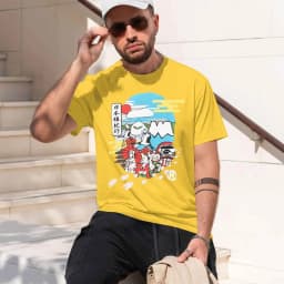 Japanese Style Men's T-Shirt With Traditional s And Cute Characters For Casual Wear In Spring And Summer Perfect Gift For And Fa