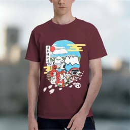 Japanese Style Men's T-Shirt With Traditional s And Cute Characters For Casual Wear In Spring And Summer Perfect Gift For And Fa