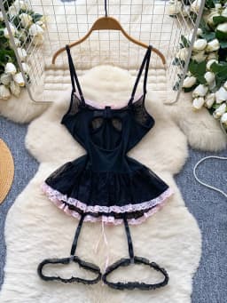 Women's Fashion Sexy Dress Lace Bow Decoration Design Slim Sexy Comfortable Dress Party Hotsweet Mini Dress New