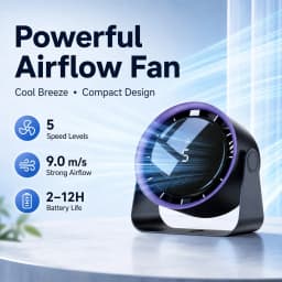 Cordless Wall Mount Fan USB Rechargeable 90° Tilt Quiet Desk Air Circulator Portable No Drill Fan for Home Office