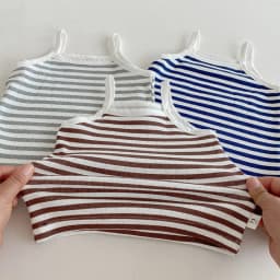 6M-3Y Summer Toddler Camisole Cute Blue Striped Sleeveless Tank Top for Boys Girls Soft Cotton Casual T-shirt