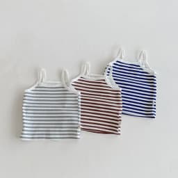 6M-3Y Summer Toddler Camisole Cute Blue Striped Sleeveless Tank Top for Boys Girls Soft Cotton Casual T-shirt