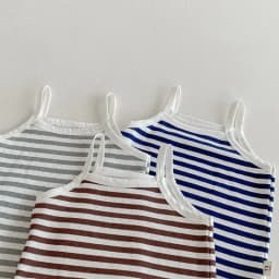 6M-3Y Summer Toddler Camisole Cute Blue Striped Sleeveless Tank Top for Boys Girls Soft Cotton Casual T-shirt