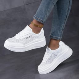 DJSUNNYMIX New Summer Increased Height Shoes Women's Thick Bottom Lace breather Shoes female's Shoes sneakers