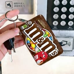 Carpet M&M Candy Snacks Personalised Holder Suitable For Bank Card,Subway, Bus Card Wallet Card Case Badge Holder Keychain