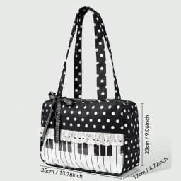 Cute Sweet Bow Heart Lace Polka Dot Pop Art Tote Bag, 2nd Gen Transparent Shoulder Bag with Music Note Badge & Doll Display, for