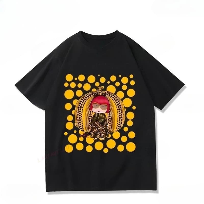 Yayoi Kusama T-shirt Japanese Artist Pop Art Polka Dot Pumpkin Infinity Mirrors Crewneck Casual Streetwear Y2k 2026 Summer Tees