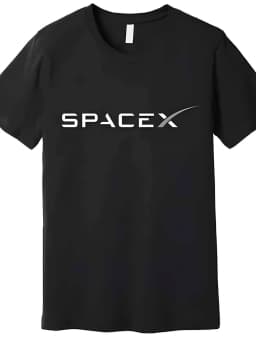 SPACEX Black Short-Sleeve T-Shirt with White Lettering and Silver Accents - A Perfect Choice for Space Enthusiasts mens t shirts