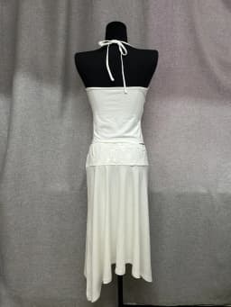 White Lace Patchwork 2 Piece Dress Sets Sexy Halter Short Tanks+A-line Skirts Women Sets Summer New Women Holiday Beach Outfits