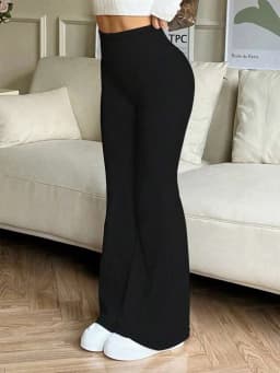 5397 Women's High-Waisted Flared Pants - Solid Color High Elasticity Trousers, All-Season Comfort & Machine Washable,