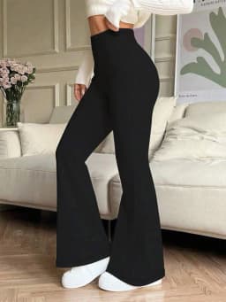 5397 Women's High-Waisted Flared Pants - Solid Color High Elasticity Trousers, All-Season Comfort & Machine Washable,