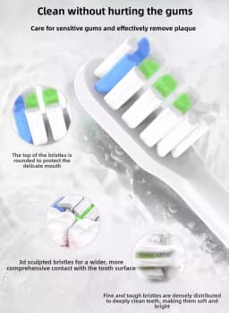 8pcs Replacement Toothbrush Heads Compatible with B.WELL MED-890 toothbrush, Heads with Protective Cover ,Soft Dupont Bristles