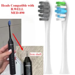 8pcs Replacement Toothbrush Heads Compatible with B.WELL MED-890 toothbrush, Heads with Protective Cover ,Soft Dupont Bristles