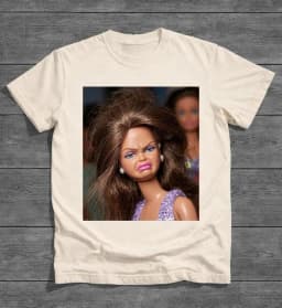 Funny Retro Doll Graphic Tee, Sassy Doll Meme Print Summer Men's and Women's Loose and Breathable T-shirt Top