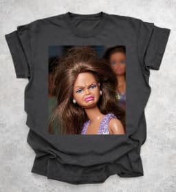 Funny Retro Doll Graphic Tee, Sassy Doll Meme Print Summer Men's and Women's Loose and Breathable T-shirt Top