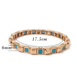 BEUTIFOR 6mm Gold Color Stone Charm Beaded Bangle For Women Elastic Beads Bracelets