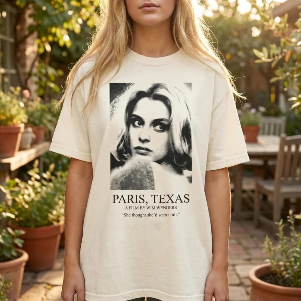 Paris, Texas T-shirt, Vim Wenders Classic Movie T-shirt | 80s Cult Movie Gift Cotton Printed Pattern Short Sleeved Shirt