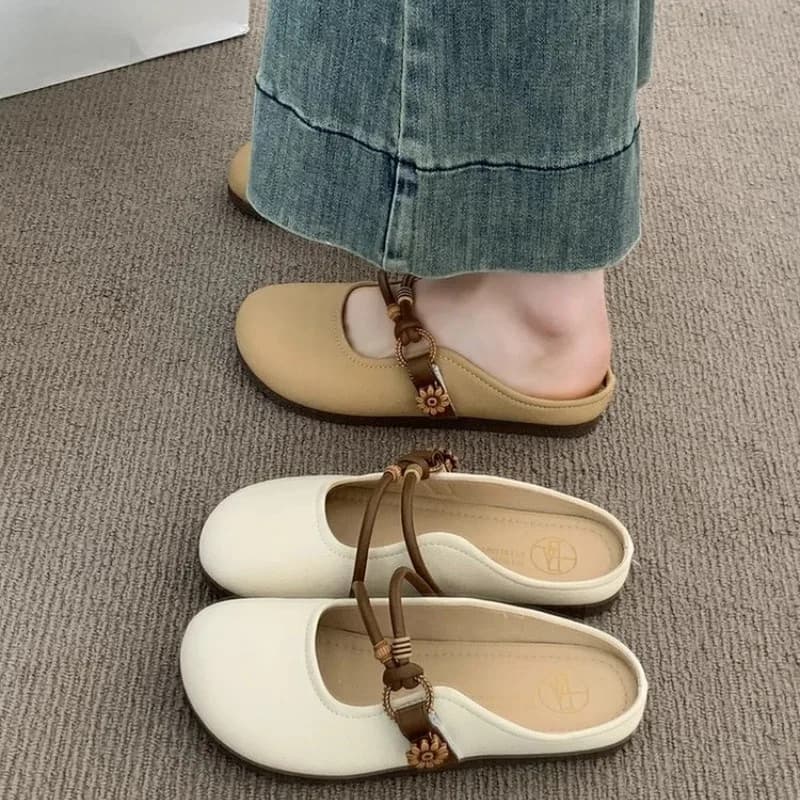 Summer Round Toe Women Slippers Soft-soled Fashion Flat Heel Women Shoes Ladies Outdoor Comfortable Flat Slippers Women 323