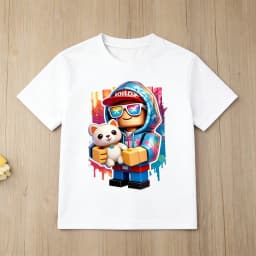 Roblox Cute Puppy Print Kids T-Shirt, Colorful Cartoon Gamer Tee for Children, Soft Cotton Casual Top, Gift for Boys Girls