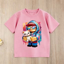 Roblox Cute Puppy Print Kids T-Shirt, Colorful Cartoon Gamer Tee for Children, Soft Cotton Casual Top, Gift for Boys Girls