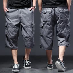 Summer Men's Casual Cargo Shorts Below Knee-length Loose Style Shorts Elastic Waist Plus Size Daily Beach Travel Casual Shorts