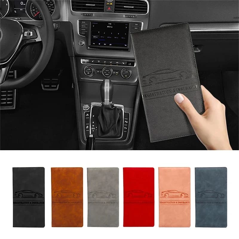 2026 Leather Car Registration Insurance Holder Driving License Cover Auto Documents Storage Bag Wallet for Men
