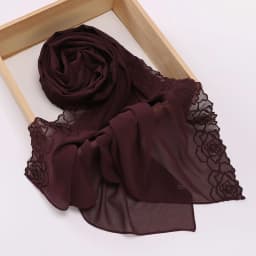 New Floral Rose Embroidery Chiffon Hijab Muslim Women Headscarf Malaysia Head Wrap Luxury Islamic Ramadan Eid 70×180CM