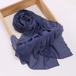 New Floral Rose Embroidery Chiffon Hijab Muslim Women Headscarf Malaysia Head Wrap Luxury Islamic Ramadan Eid 70×180CM