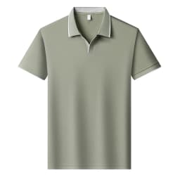 Mens Contrast Trim Polo Shirt Short Sleeve Turn Down Collar V Neck Casual Business Top For Daily Wear