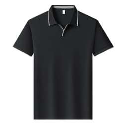 Mens Contrast Trim Polo Shirt Short Sleeve Turn Down Collar V Neck Casual Business Top For Daily Wear