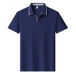 Mens Contrast Trim Polo Shirt Short Sleeve Turn Down Collar V Neck Casual Business Top For Daily Wear