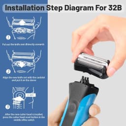 High Quality 32B Replacement Head Compatible with Braun Series 3 3000s 3010s 3020s 3030s 300s 301s 310s 320s Electric Shaver