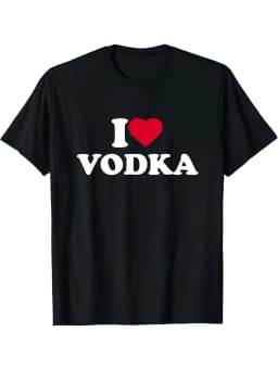 Men'S I Love Heart Vodka Drinking Letter Women T Shirt Cotton Tee Top Streetwear Oversize Meme Ironic Humor Casual Trendy funny