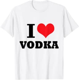 Men'S I Love Heart Vodka Drinking Letter Women T Shirt Cotton Tee Top Streetwear Oversize Meme Ironic Humor Casual Trendy funny